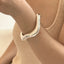 Minimalist Abstract Design Silver & Gold Plated Women's Open Cuff Bangle Bracelet