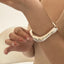 Minimalist Abstract Design Silver & Gold Plated Women's Open Cuff Bangle Bracelet