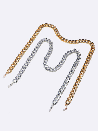 Simple Vintage Gold Silver Thick Chain Aluminum Glasses and Mask Chain Set
