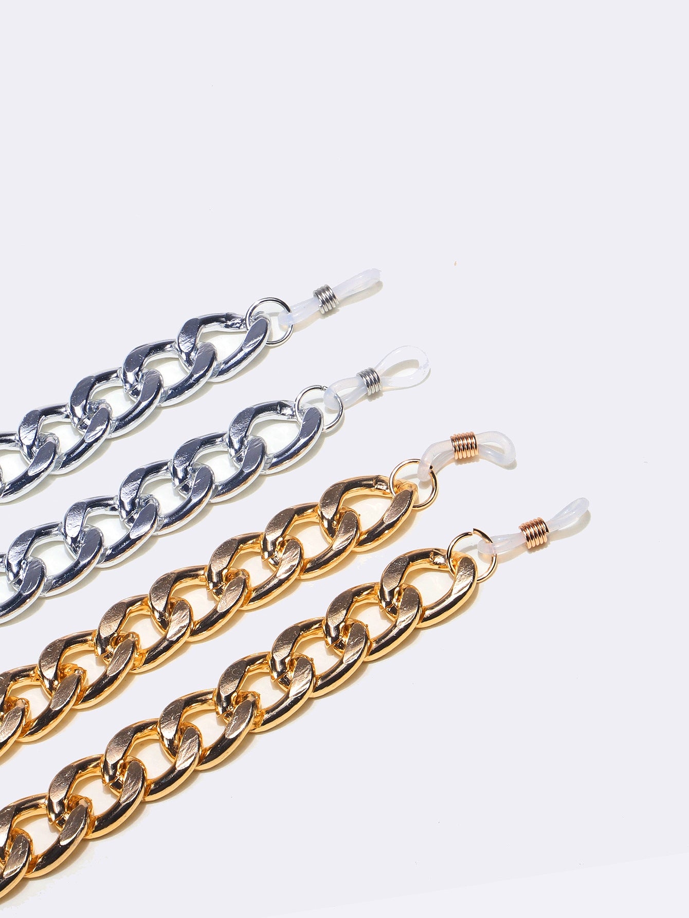 Simple Vintage Gold Silver Thick Chain Aluminum Glasses and Mask Chain Set
