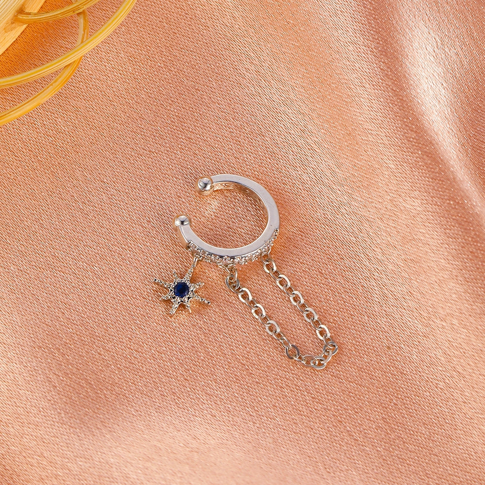 Simple Zircon Star Chain Ear Cuff Clip