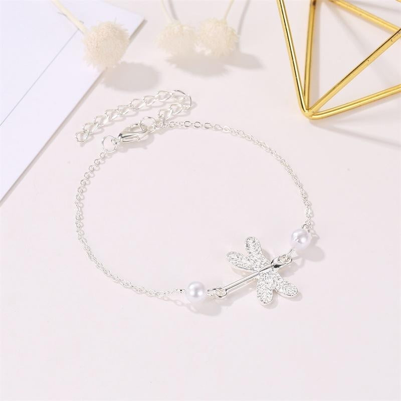 Dragonfly Pearl Pendant Anklet - Beach Style Foot Jewelry for Women