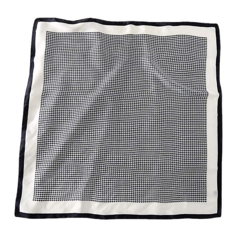 Silk Houndstooth Square Scarf for Women - Professional & Fashionable Sun Protection Accessory