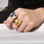 18K Gold Plated Geometric Minimalist Stainless Steel Wide Band Ring