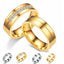 Stainless Steel 18K Gold Plated Geometric Zircon Couple Ring