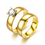 18K Gold Plated Stainless Steel U Shape Gemstone Couple Rings