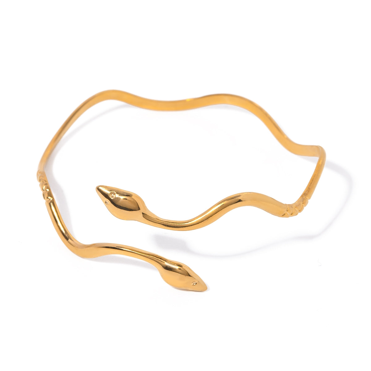 18K Gold Plated Stainless Steel Retro Snake Wave Bracelet