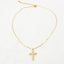 18K Gold Plated Vintage Geometric Cross Pendant Necklace with Rhinestones and Pearl Zircon