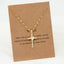 18K Gold Plated Vintage Geometric Cross Pendant Necklace with Rhinestones and Pearl Zircon