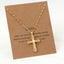 18K Gold Plated Vintage Geometric Cross Pendant Necklace with Rhinestones and Pearl Zircon