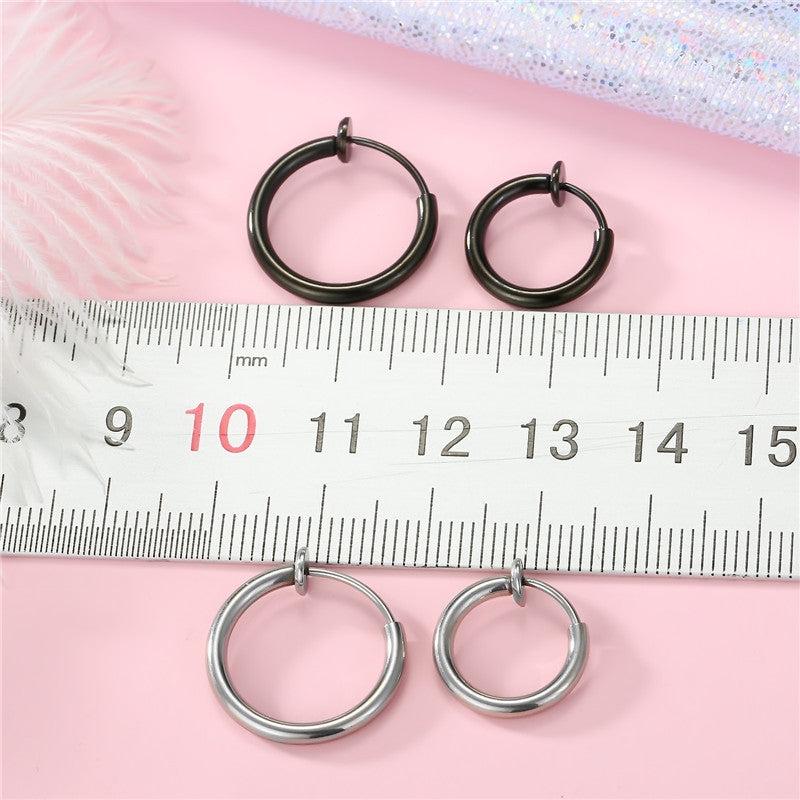 Stainless Steel Anti-allergy Earless Earrings European Personality Round Titanium Steel Ear Clip Ear Clip Nasal Splint Lip Clip For Women