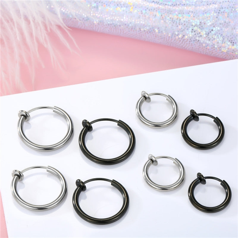 Stainless Steel Anti-allergy Earless Earrings European Personality Round Titanium Steel Ear Clip Ear Clip Nasal Splint Lip Clip For Women