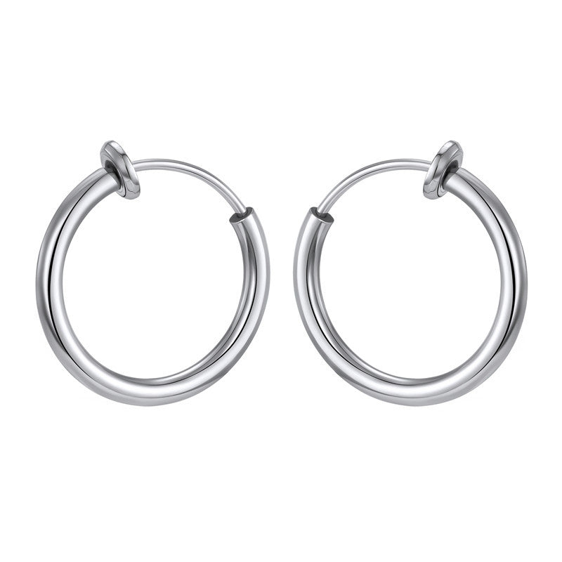 Stainless Steel Anti-allergy Earless Earrings European Personality Round Titanium Steel Ear Clip Ear Clip Nasal Splint Lip Clip For Women