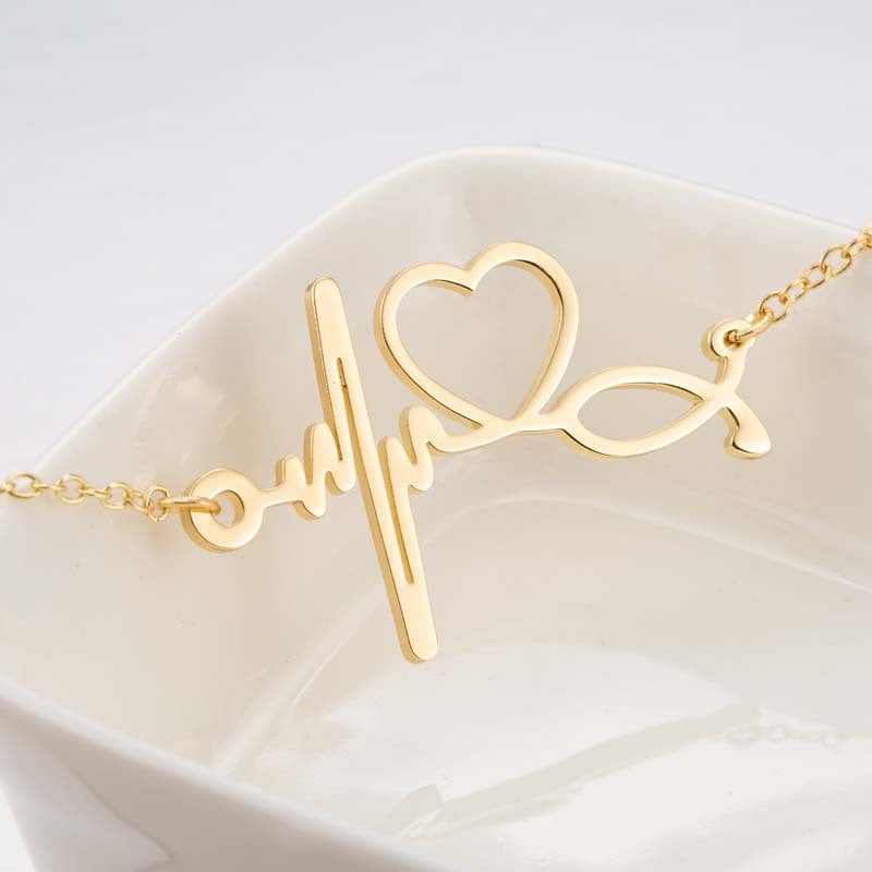 Stainless Steel Electrocardiogram Heartbeat Bracelet