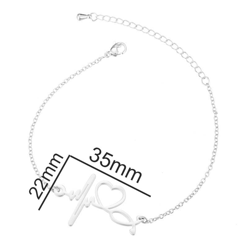 Stainless Steel Electrocardiogram Heartbeat Bracelet