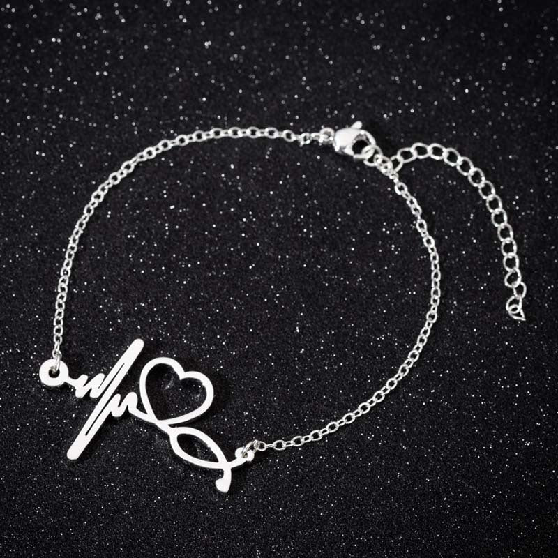 Stainless Steel Electrocardiogram Heartbeat Bracelet