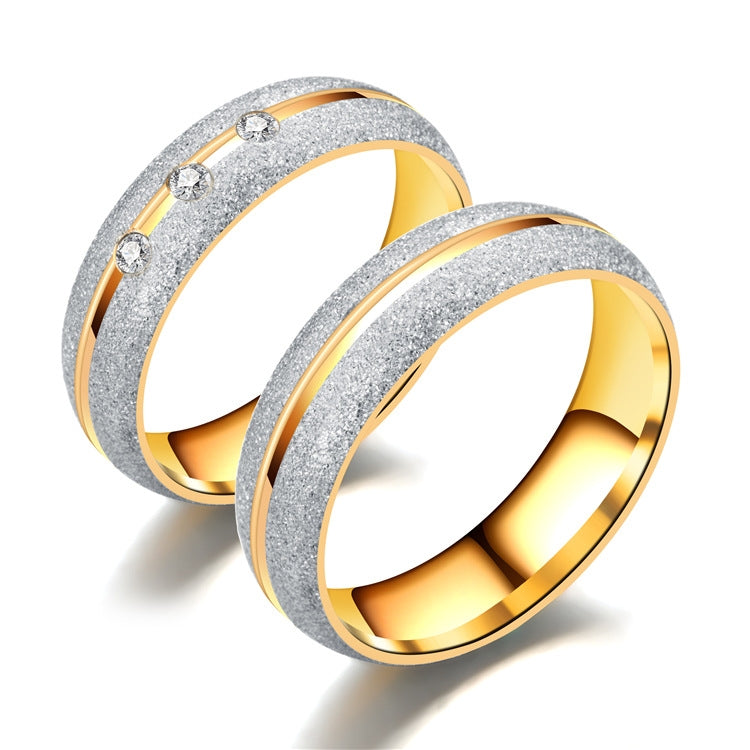 Stainless Steel U Shape Diamond Inlaid Couple Rings