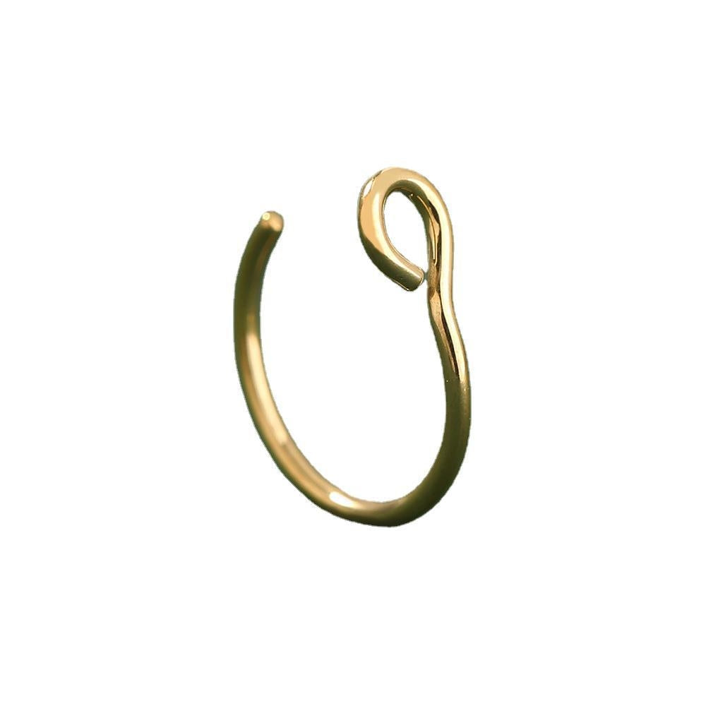 Stainless Steel Gold Fake Nose Ring for Couples - Non-Piercing Punk Nose Jewelry