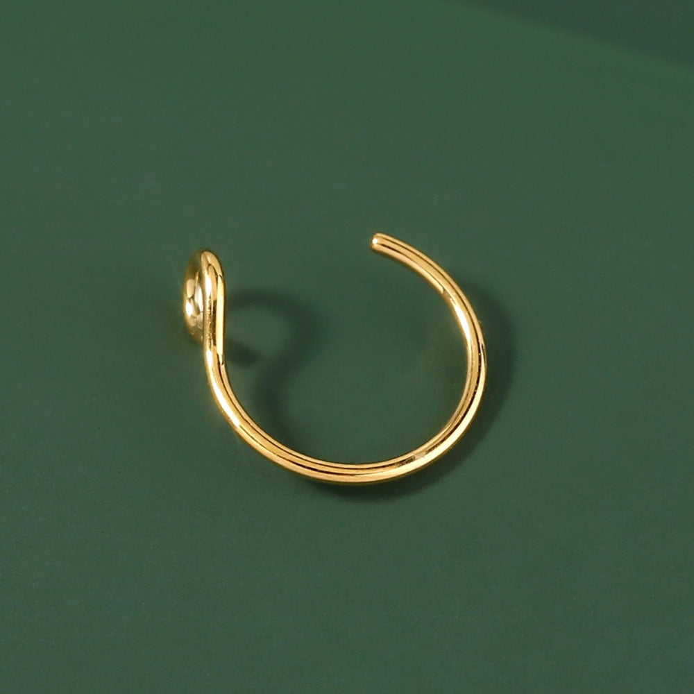 Stainless Steel Gold Fake Nose Ring for Couples - Non-Piercing Punk Nose Jewelry