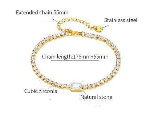 Stainless Steel Minimalist Zircon Chain Bracelet for Women