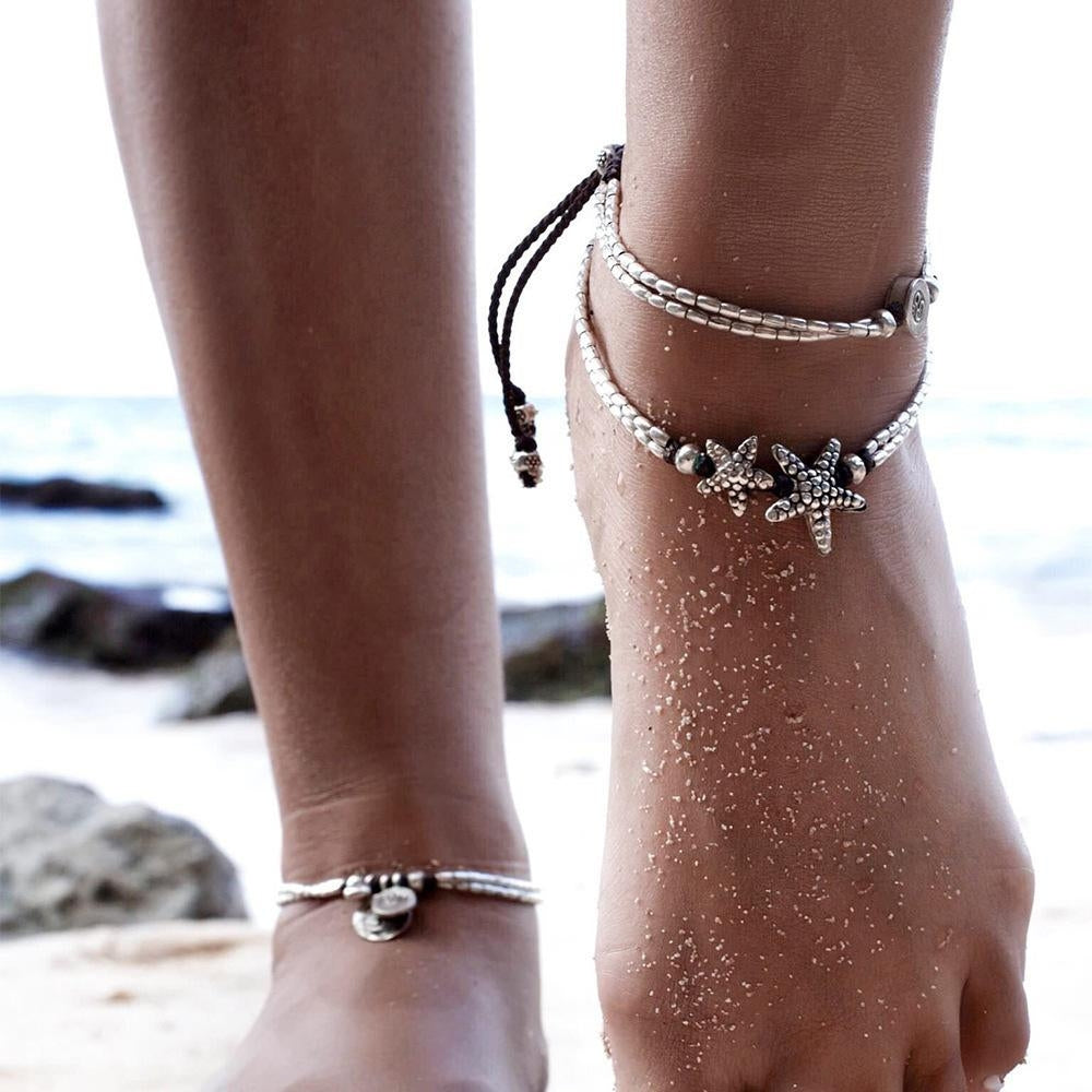 Starfish Rune Yoga Pendant Anklet - Bohemian Beach Jewelry