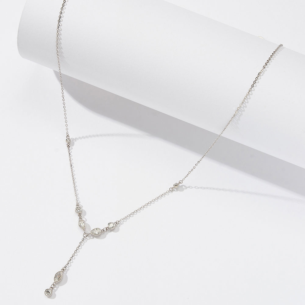 14K Gold Plated Sterling Silver Zircon Lariat Necklace