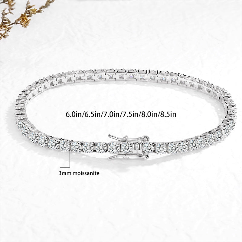 18K Gold Plated Sterling Silver Moissanite Tennis Bracelet