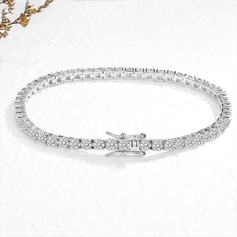 18K Gold Plated Sterling Silver Moissanite Tennis Bracelet