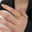 Sterling Silver 18K Gold Plated Bow Knot Open Ring with Unique Design