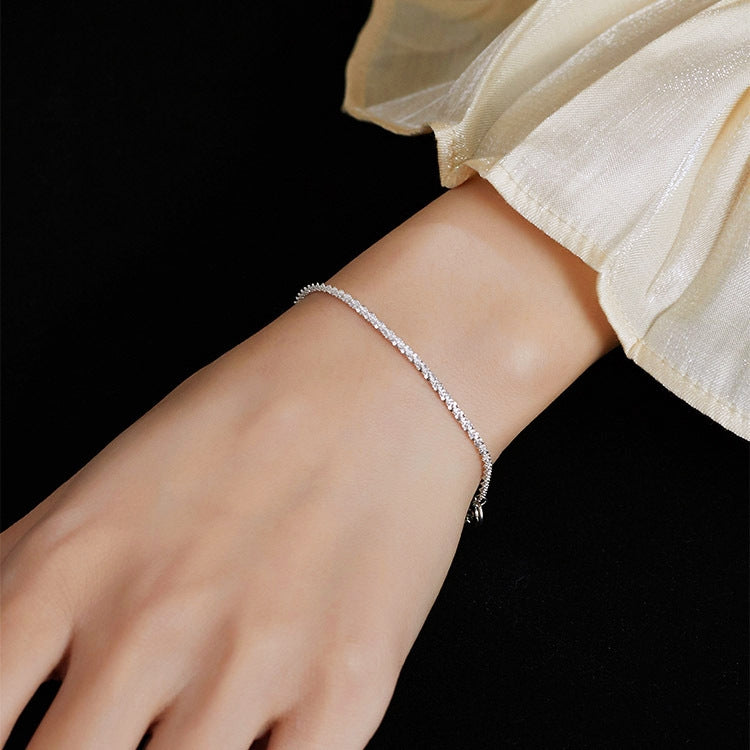 Sterling Silver Beaded Bracelet and Gypsophila Anklet Set - 925 Silver Korean Design