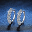 Sterling Silver Geometric Moissanite Hoop Earrings with 3 Carat Solitaire Stone