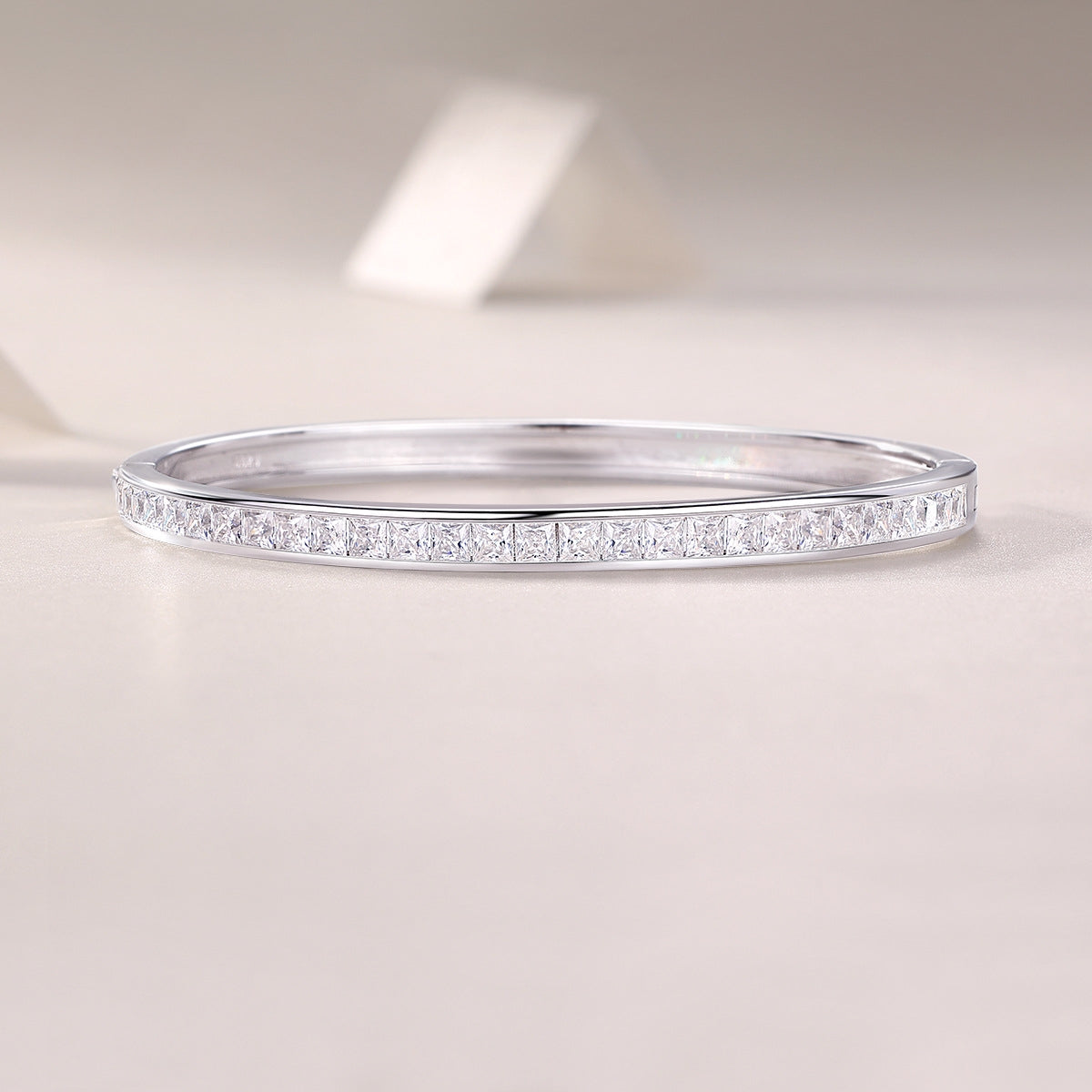 Sterling Silver Moissanite Bangle with GRA Certificate