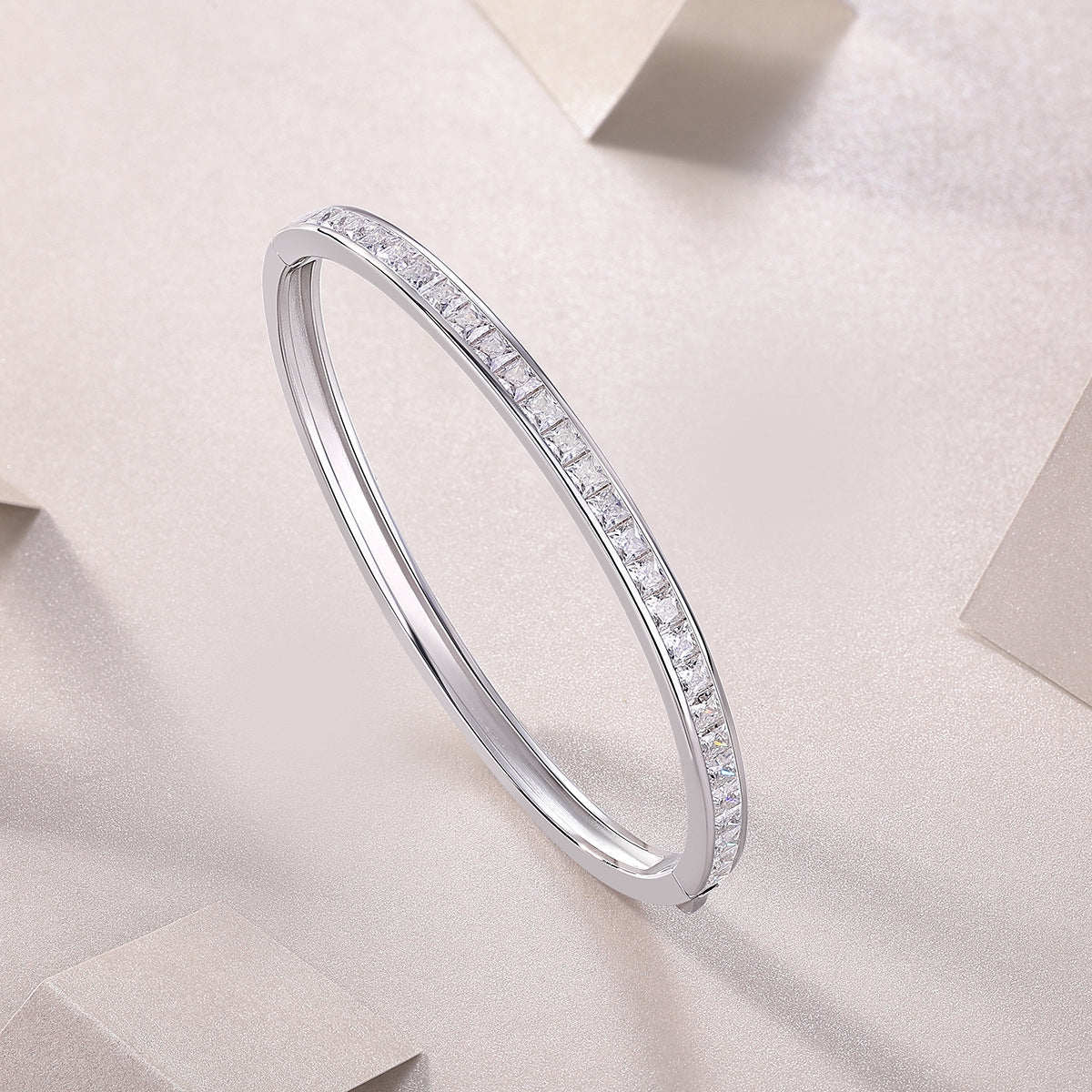 Sterling Silver Moissanite Bangle with GRA Certificate