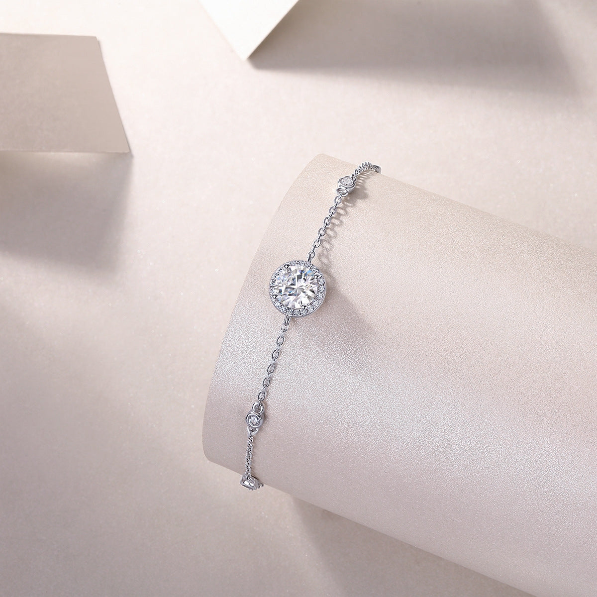 Sterling Silver Moissanite Bracelet with GRA Certification