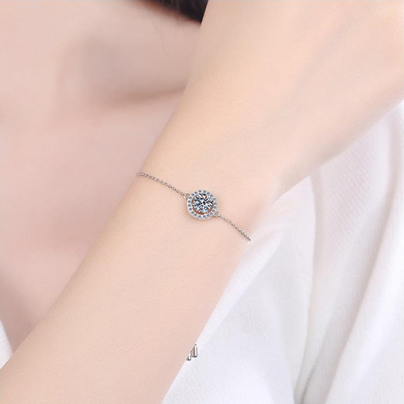 Sterling Silver Moissanite Bracelet with Platinum Plating