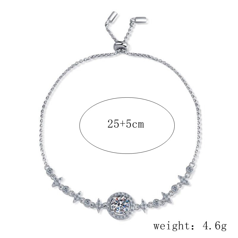 Sterling Silver Moissanite Bracelet with Platinum Plating