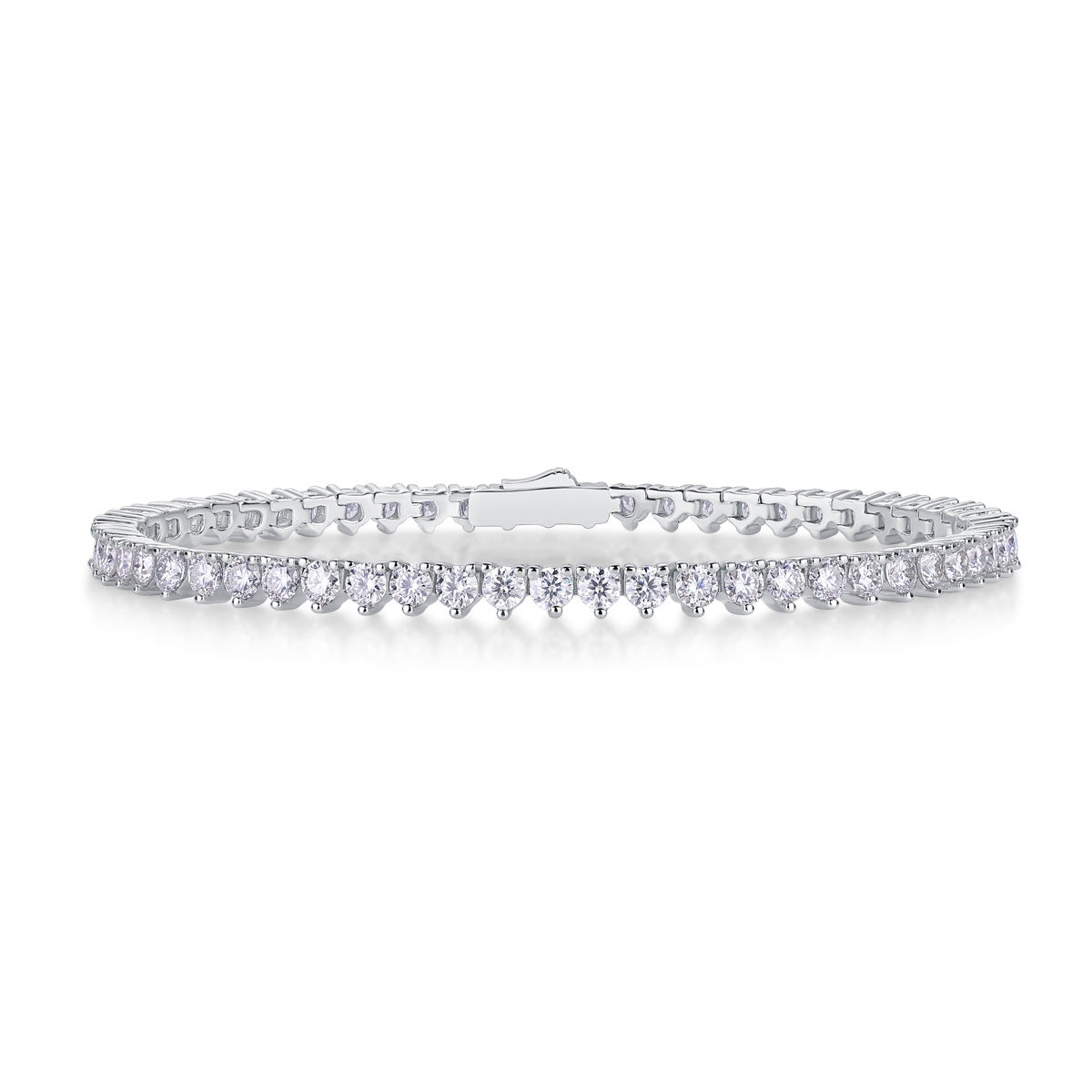 Sterling Silver Moissanite Bracelet with Platinum Plating