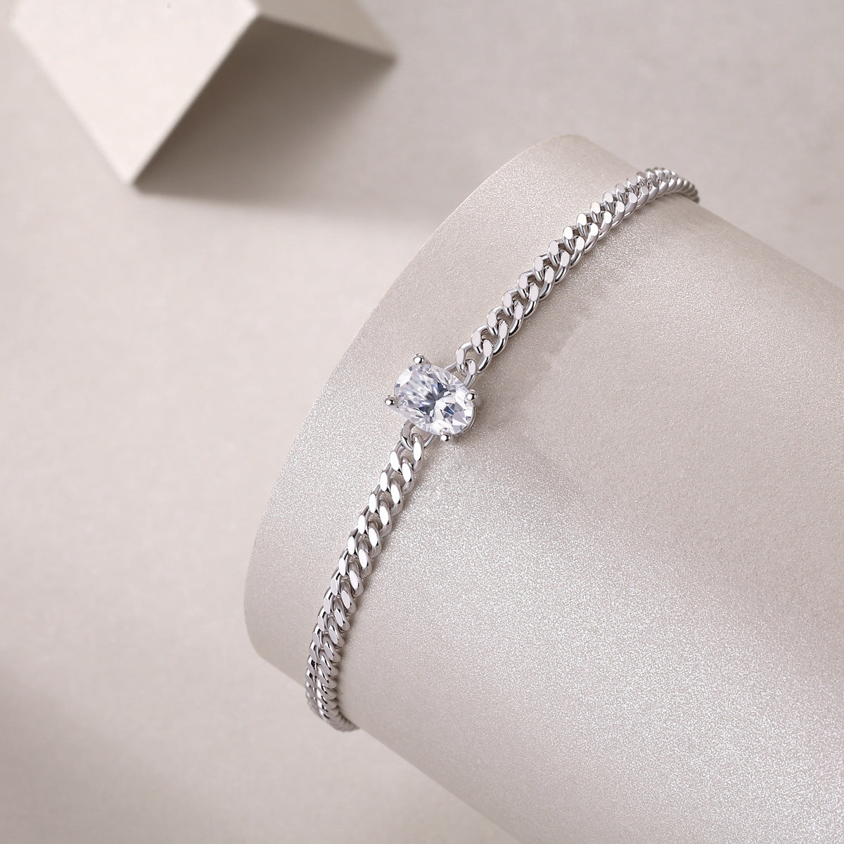 Sterling Silver Moissanite Bracelet with Platinum Plating