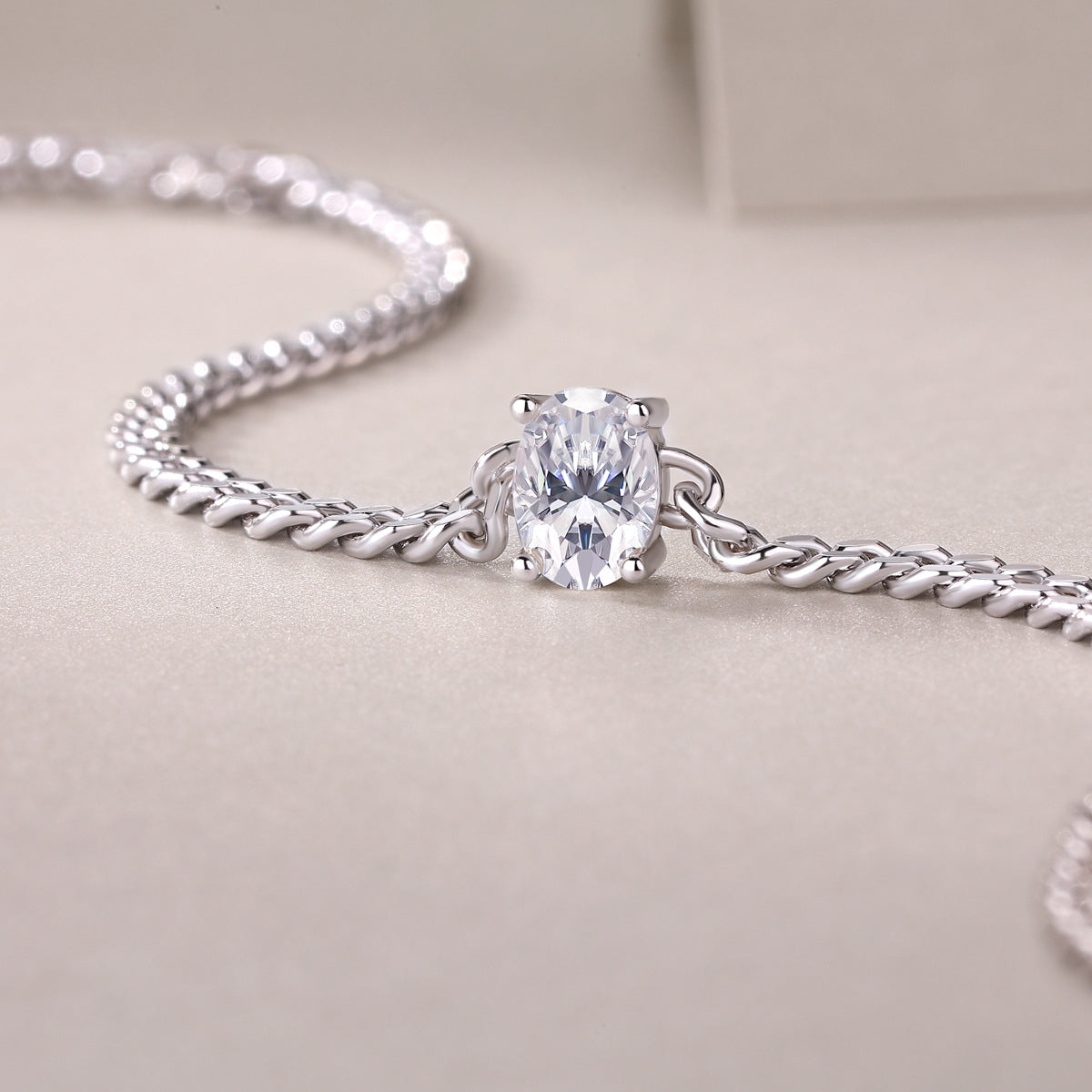 Sterling Silver Moissanite Bracelet with Platinum Plating