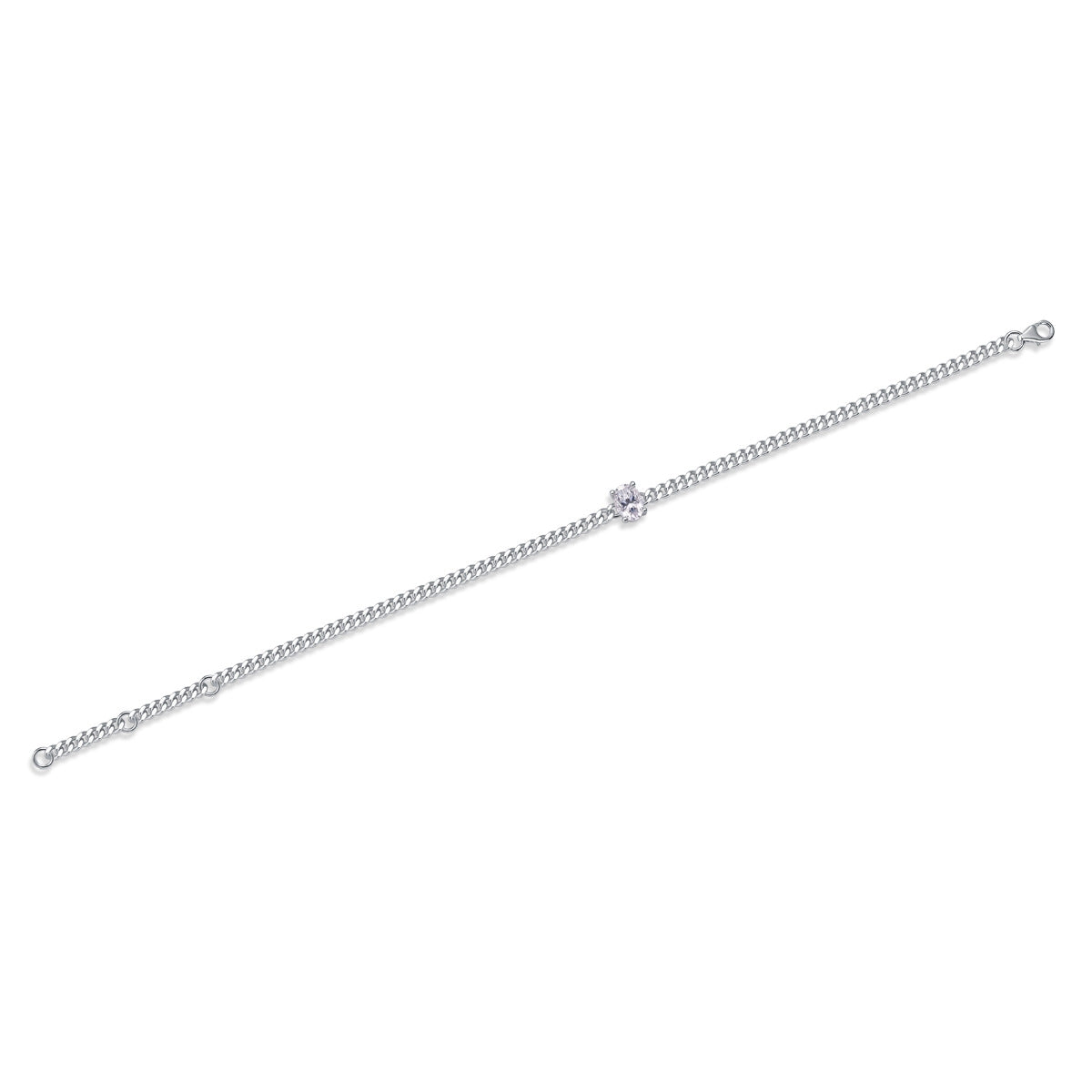 Sterling Silver Moissanite Bracelet with Platinum Plating