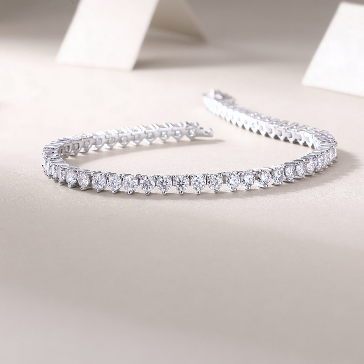 Sterling Silver Moissanite Bracelet with Platinum Plating