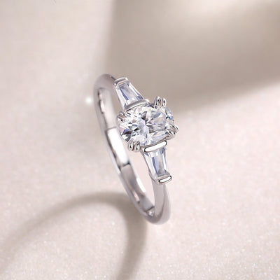 Sterling Silver Moissanite Inlay Ring