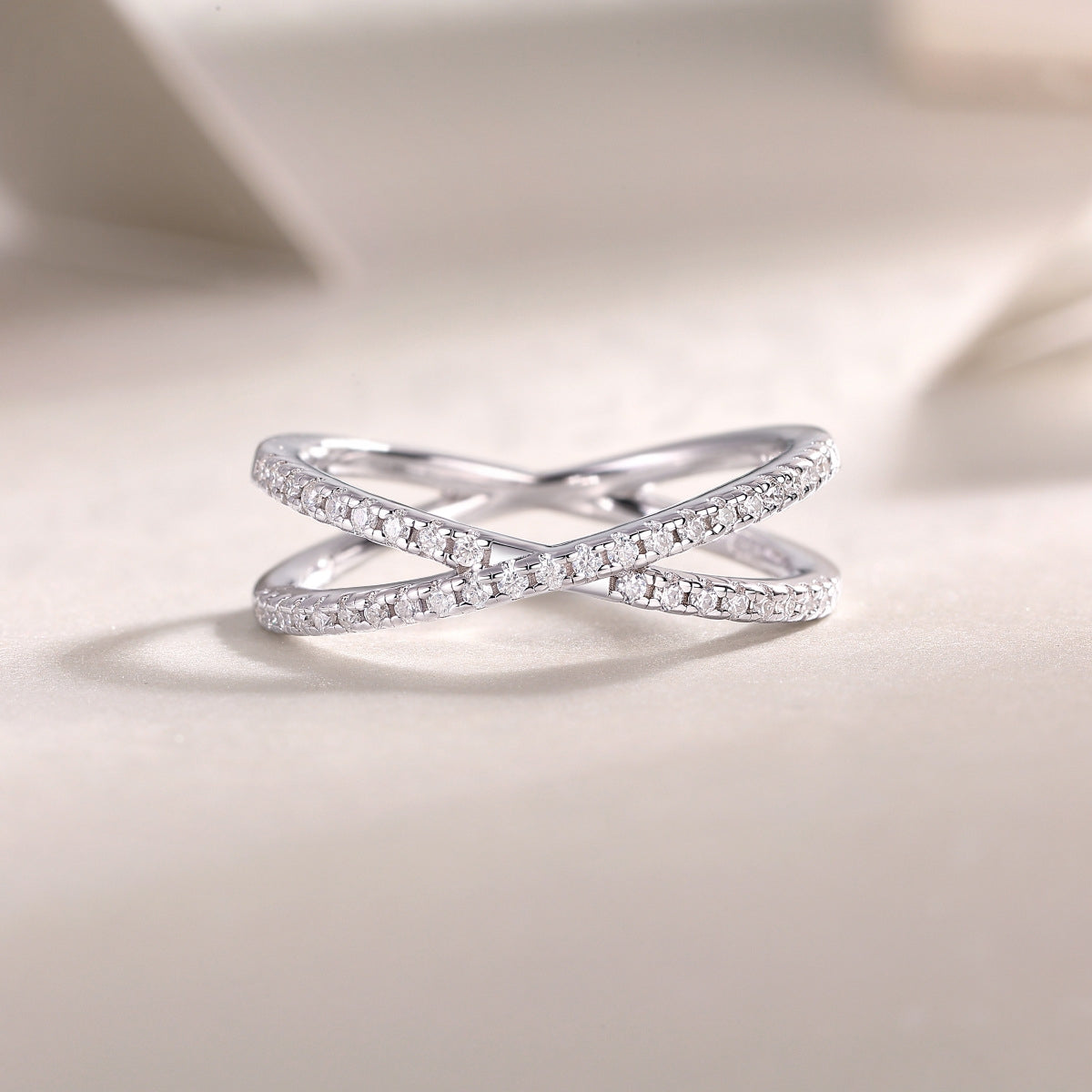 Sterling Silver Interwoven Moissanite Ring