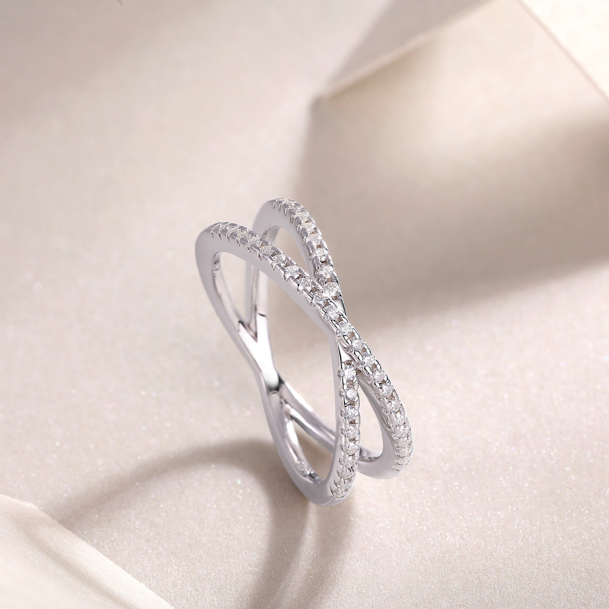 Sterling Silver Interwoven Moissanite Ring