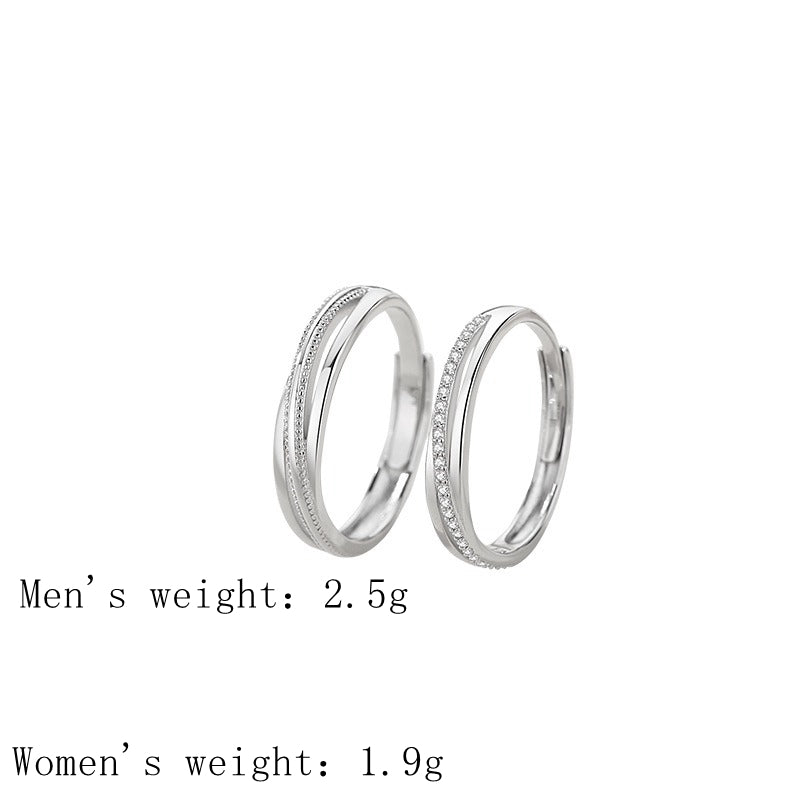 Sterling Silver Mobius Couple Rings Adjustable Set