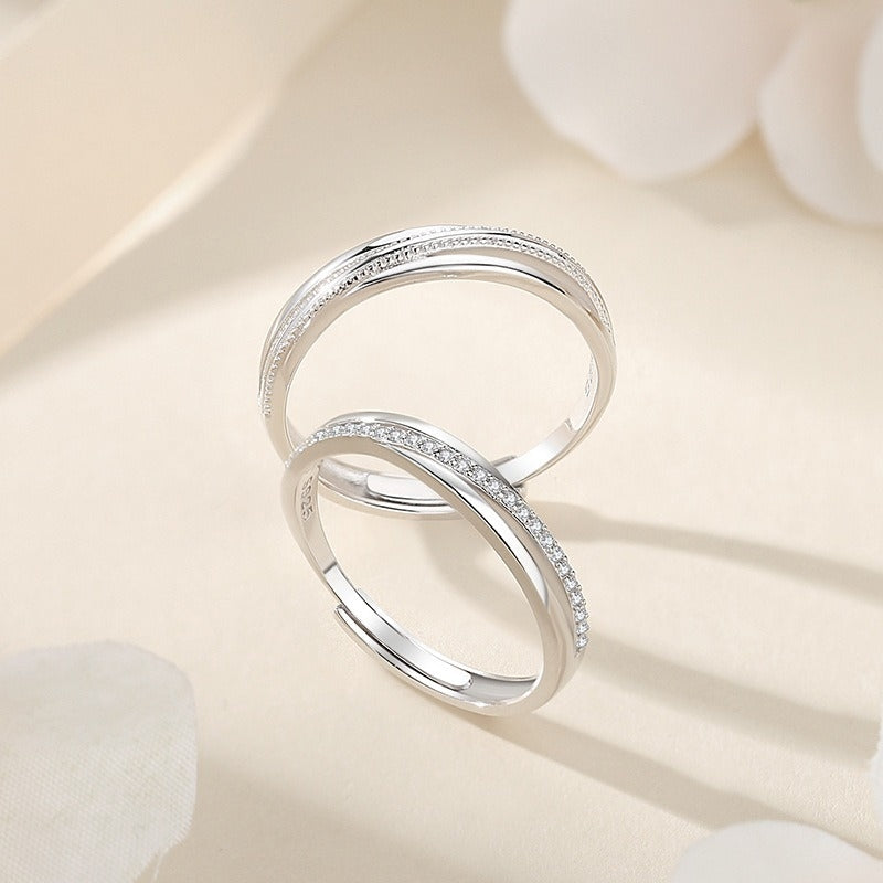 Sterling Silver Mobius Couple Rings Adjustable Set