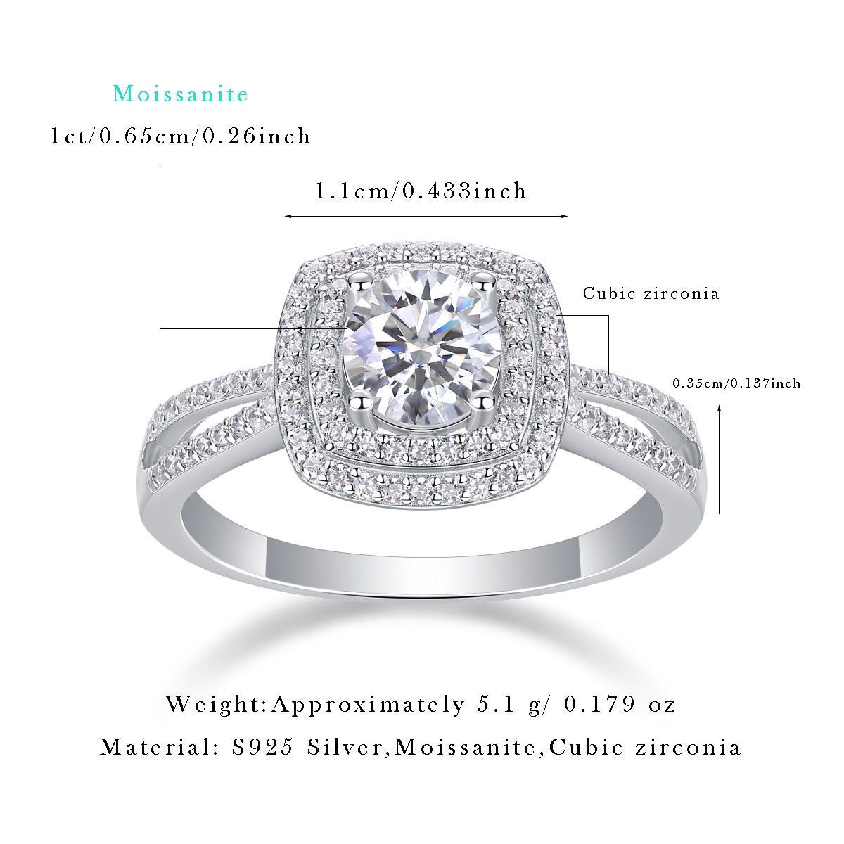 Sterling Silver Moissanite Geometric Holiday Rings