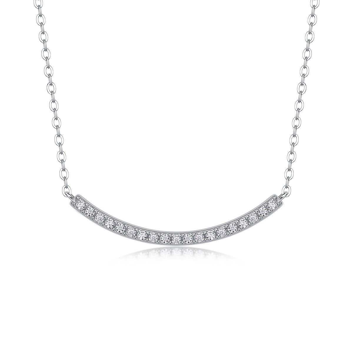 Sterling Silver Moissanite Geometric Necklace with GRA Certificate