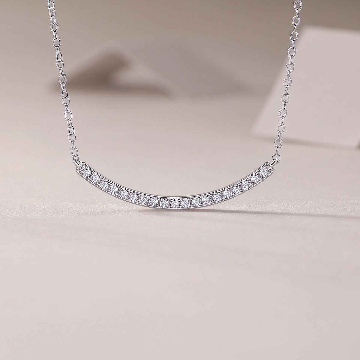 Sterling Silver Moissanite Geometric Necklace with GRA Certificate