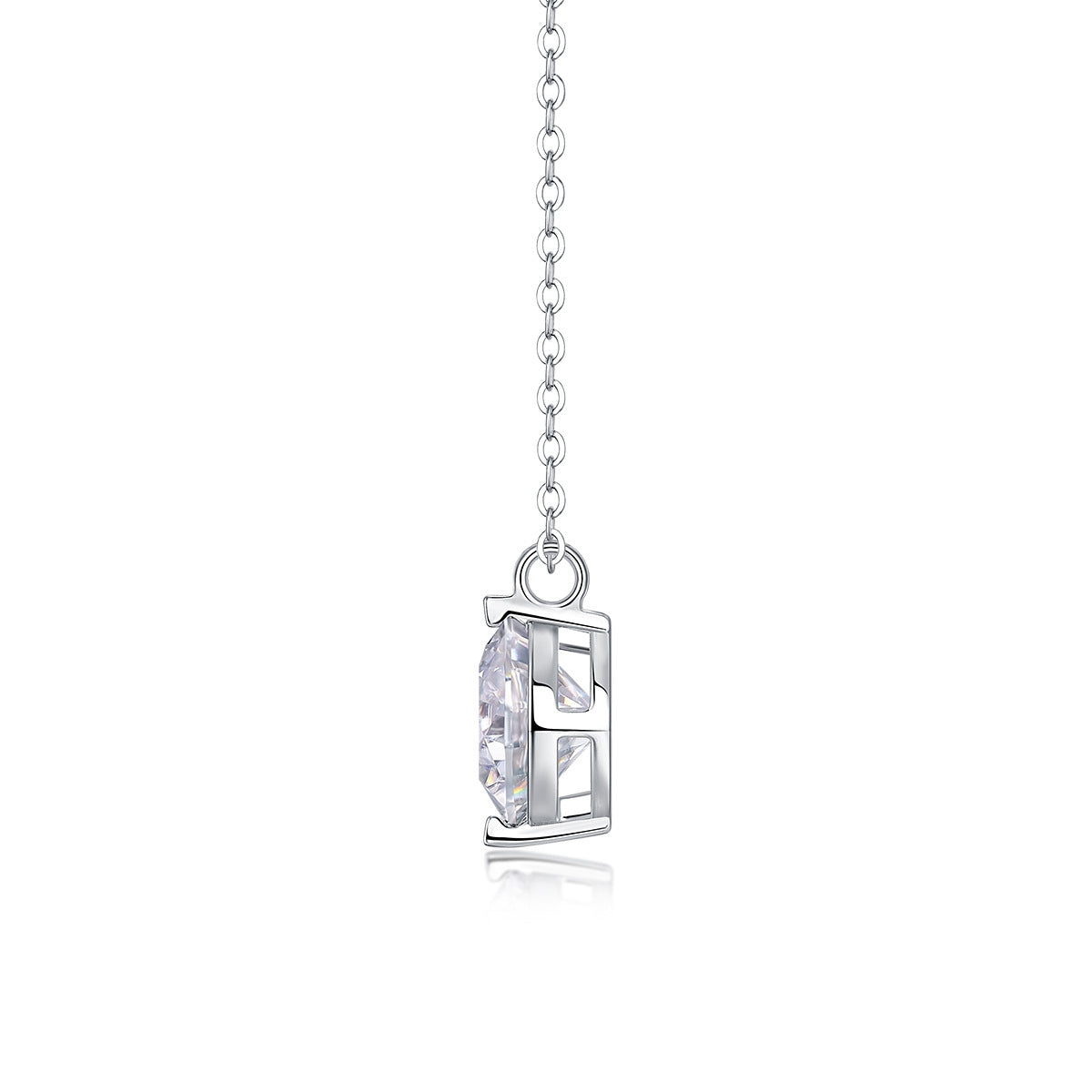 Sterling Silver Moissanite Geometric Pendant Necklace with GRA Certificate